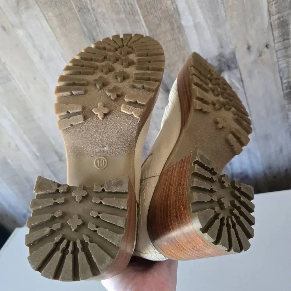 MIA Alejandro Ivory Snake Platform Chelsea Boots 10M Party Festival Concert